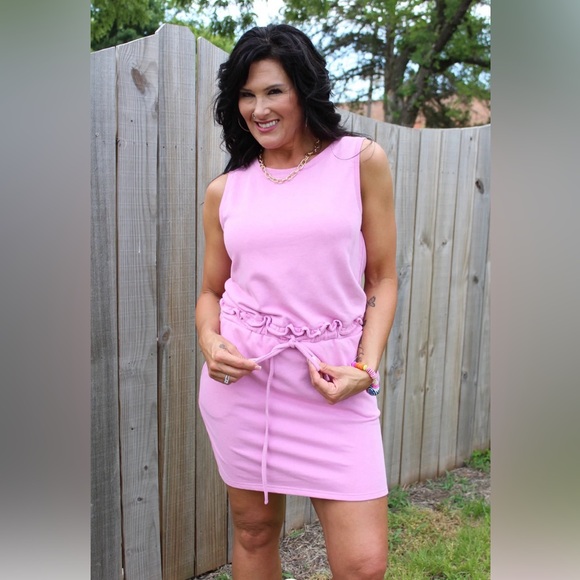 Excellent condition Fate Elastic Waist Terry Dress, Pink-Purple, Size L - Picture 10 of 11